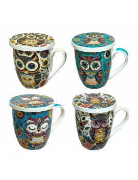 Mug hibou 4 dif. avec boite...