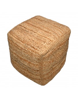 Pouf tressé naturel 45x45x45