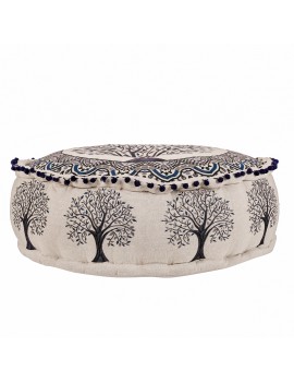 Pouf tree of life bleu 60x30cm