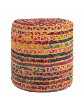 POUF Rond en Coton et Jute...