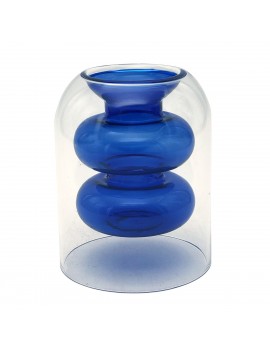 Vase en verre bleu