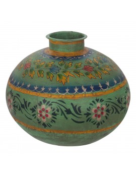 Pot en fer peint en vert