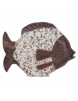 POISSON Statue en Bois Brun...