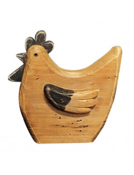 POULE en Bois Statue...