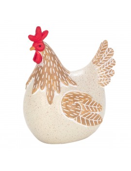 POULE statue de 16cm Beige...