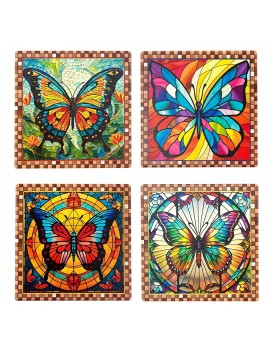 Sous-verre papillon 4 diff.