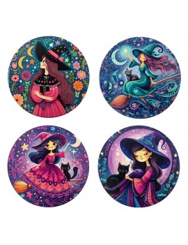 Sous-verre sorcière 4 diff.